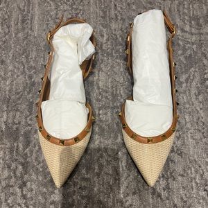 Valentino Stud Raffia flat slingback EU40